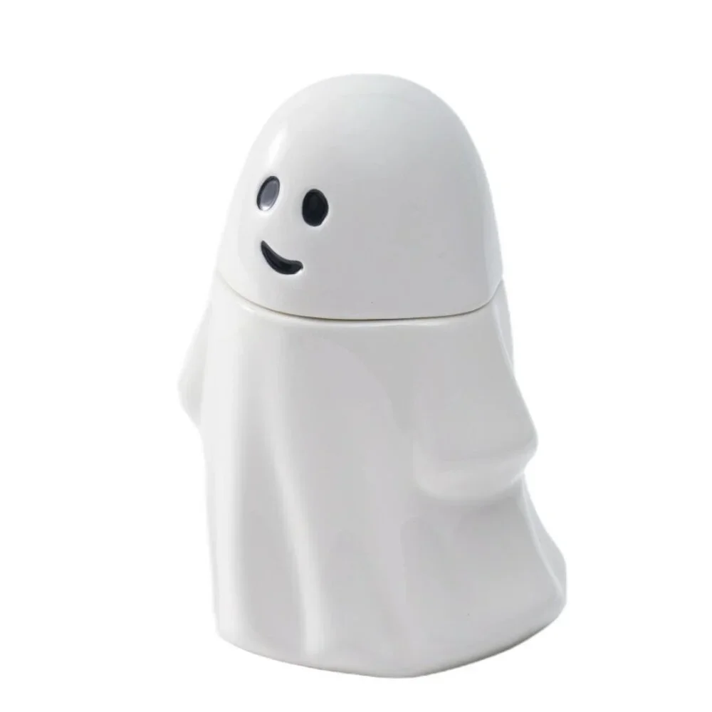 NEW Ceramic Ghost Cookie Jar Treat Food Storage Candy Kitchen Decor White Party
